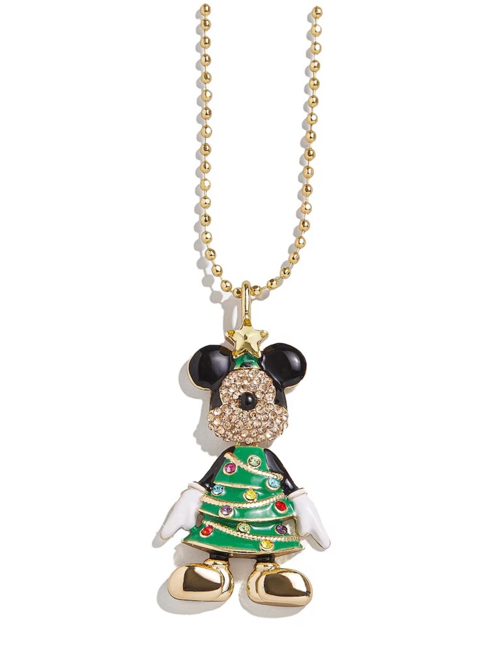 NEW BaubleBar Disney MICKEY Mouse CHRISTMAS TREE Holiday 3D Necklace 24"-27"